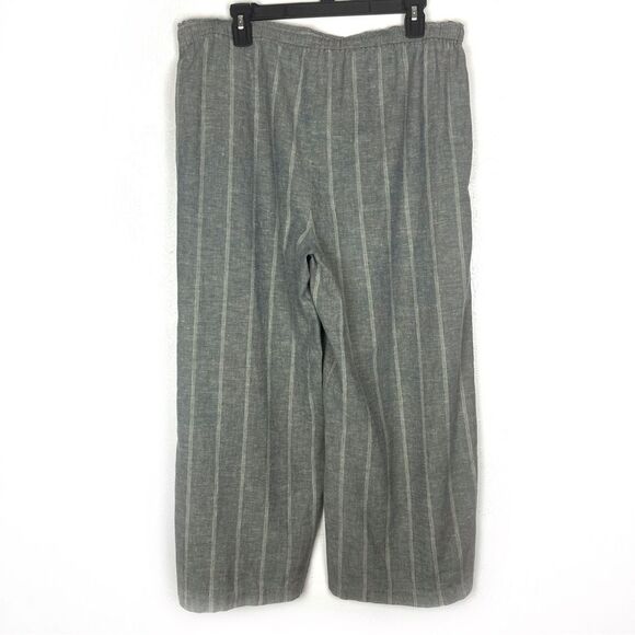 Eileen Fisher Organic Cotton Hemp Wide Leg Pull-On Gray Pinstripe Pants medium - Picture 3 of 5